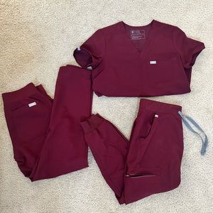 Maroon figs scrubs
